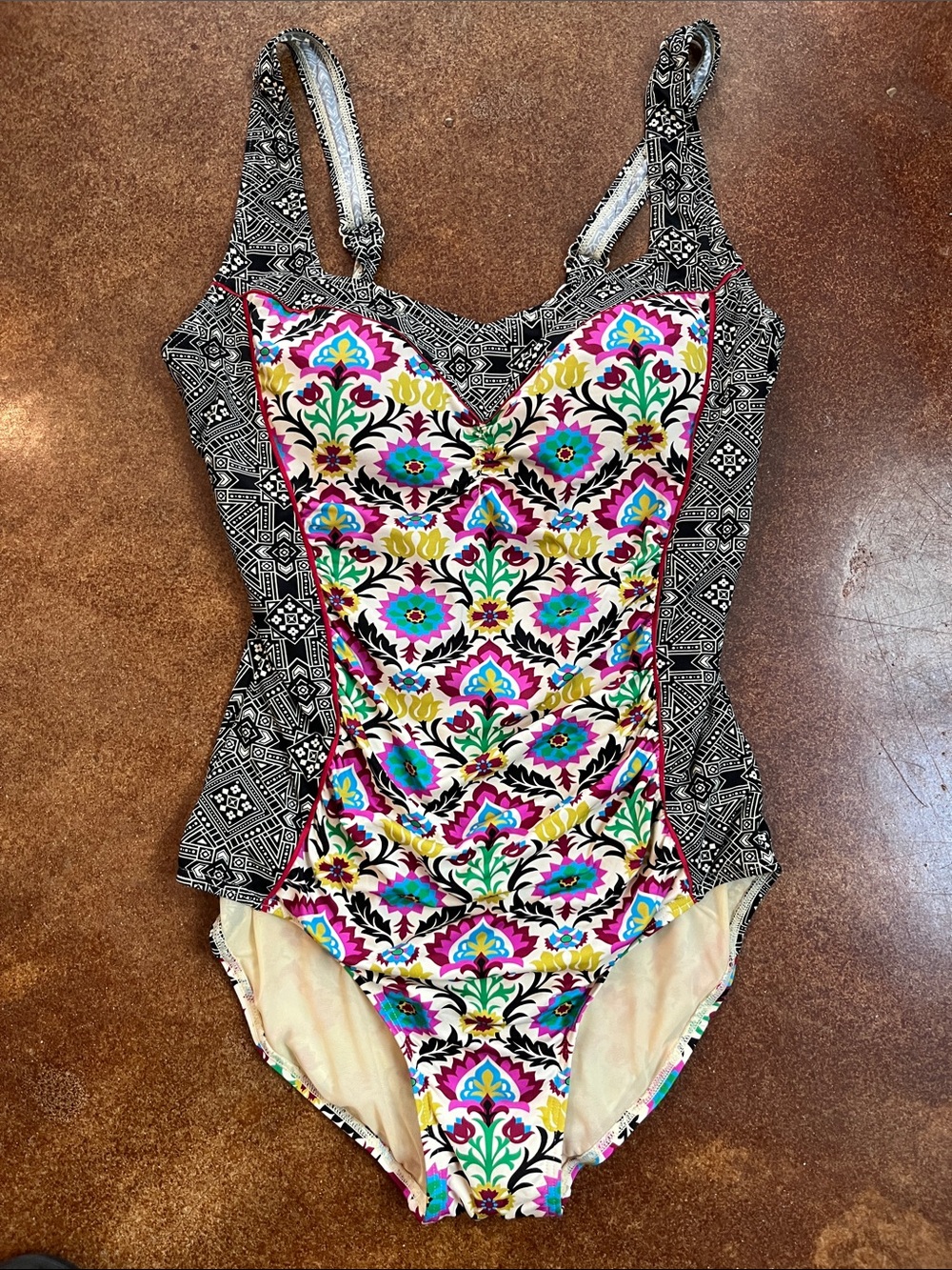 Sundance Multicolor Floral & Black Pattern One-Piece Swimsuit